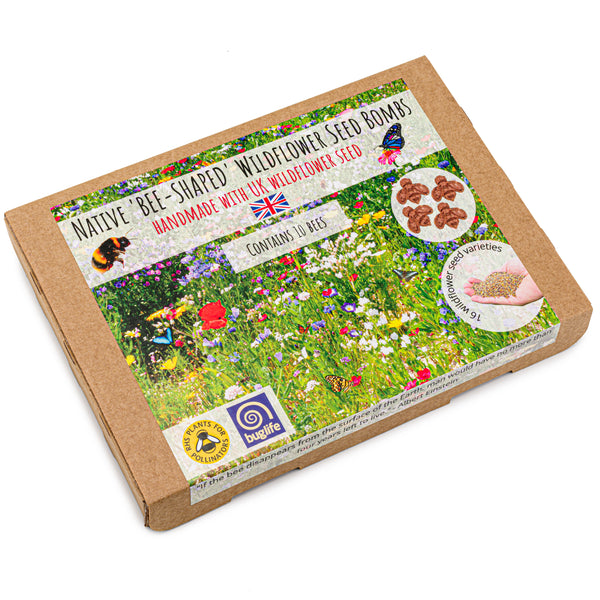 10 Bee Shaped Seed Bombs | Bee Friendly Wildflower Seed Mix | Flower Beebombs Handmade in The UK